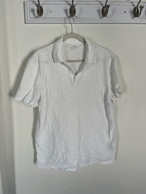 VINCE White Cotton Lightweight Polo